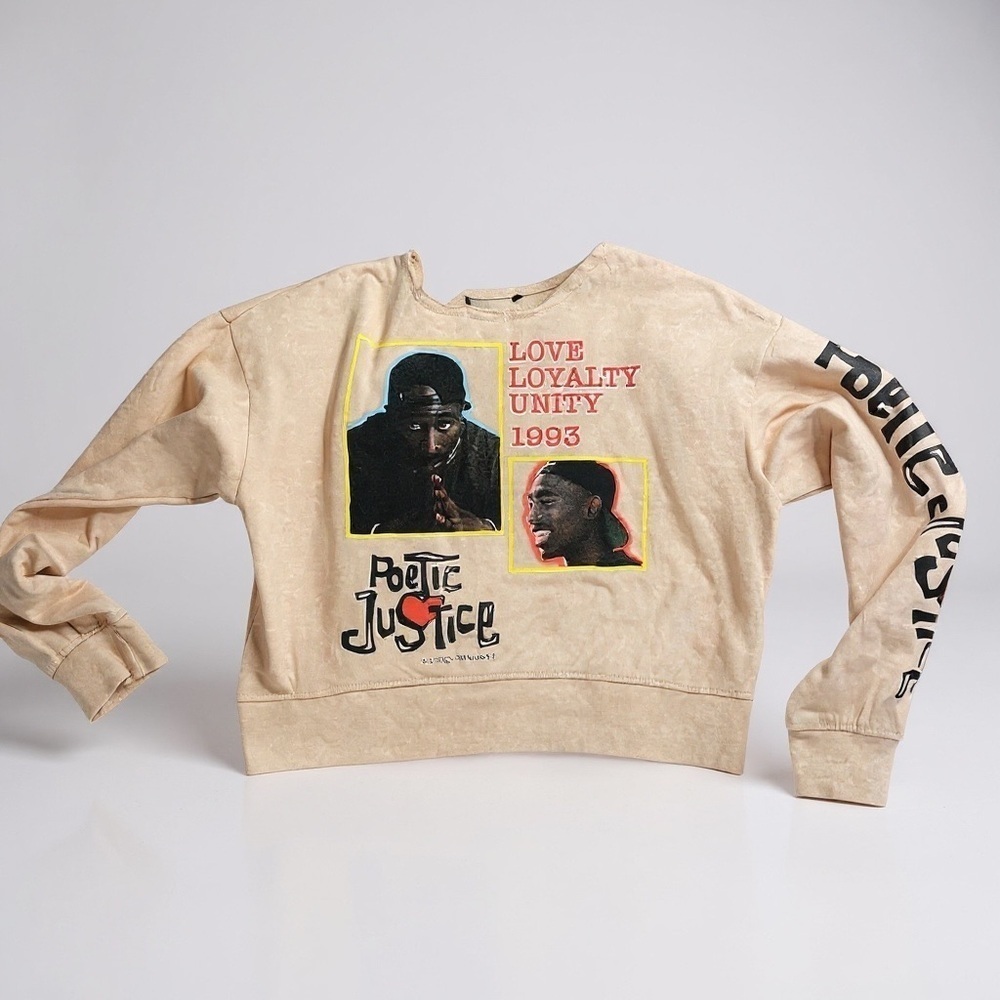 Chemistry Tupac Poetic Justice Cropped Sweatshirt | Beige | Size L